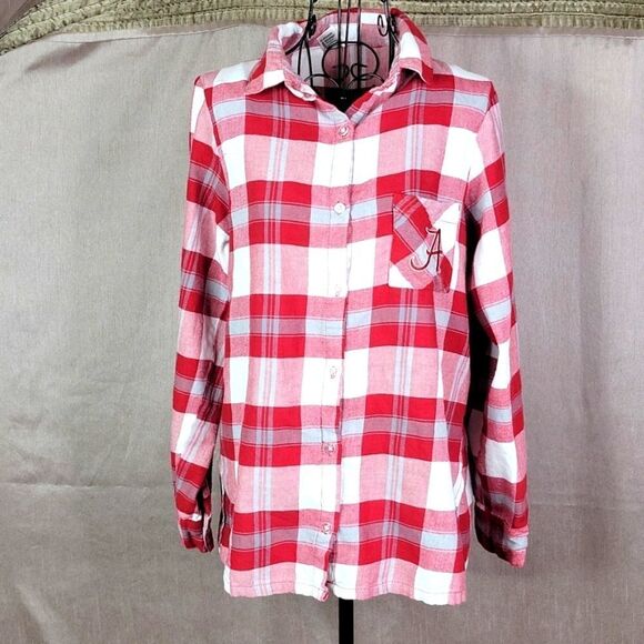 CONCEPTS SPORT Alabama Red/White/Gray Plaid Flannel‎ Shirt Medium - Picture 1 of 10